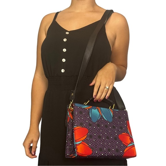 NEW Ankara African Print Multicolored Convertible Crossbody Purse Handbag - Picture 7 of 9